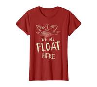 The SS Georgie Paper Boat We All Float Here Zitat T-Shirt, Damen, Cranberry, XL