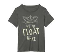The SS Georgie Paper Boat We All Float Here Zitat T-Shirt, Damen Große Größen, Anthrazit, 5X