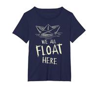 The SS Georgie Paper Boat We All Float Here Zitat T-Shirt, Damen Große Größen, Marineblau, 2X