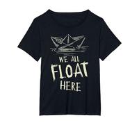 The SS Georgie Paper Boat We All Float Here Zitat T-Shirt, Damen Große Größen, Schwarz, 3X