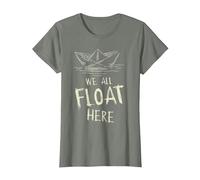 The SS Georgie Paper Boat We All Float Here Zitat T-Shirt, Damen, Heidekraut/Armeegrün, XL