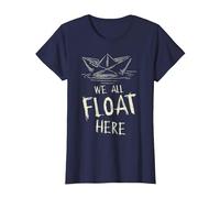 The SS Georgie Paper Boat We All Float Here Zitat T-Shirt, Damen, Marineblau, L