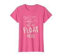 The SS Georgie Paper Boat We All Float Here Zitat T-Shirt, Damen, Rosa Meliert, XL