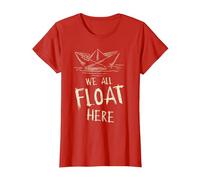 The SS Georgie Paper Boat We All Float Here Zitat T-Shirt, Damen, Rot, 3XL
