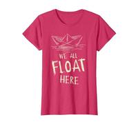 The SS Georgie Paper Boat We All Float Here Zitat T-Shirt, Damen, Rot Meliert, XS