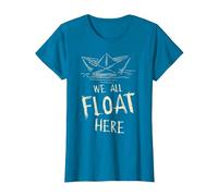The SS Georgie Paper Boat We All Float Here Zitat T-Shirt, Damen, Saphir, XL