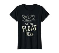 The SS Georgie Paper Boat We All Float Here Zitat T-Shirt, Damen, Schwarz, XL