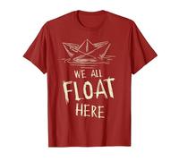 The SS Georgie Paper Boat We All Float Here Zitat T-Shirt, Herren, Cranberry, 3XL