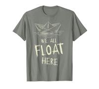 The SS Georgie Paper Boat We All Float Here Zitat T-Shirt, Herren, Heidekraut/Armeegrün, XL