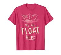 The SS Georgie Paper Boat We All Float Here Zitat T-Shirt, Herren, Rot Meliert, 3XL