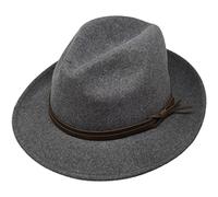 The Stoker - leichte breite Krempe - wasserabweisend - Fedora Trilby Style Filzhut, grey melange, M