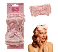 The Vintage Cosmetic Company Rosafarbenes Make-up-Stirnband für Damen und Mädchen, Weiches, Rosenmuster-Stirnband für Make-up & Hautpflege