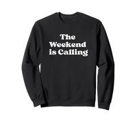 The Weekend is Calling Retro Vibes Weißes Textdesign Sweatshirt