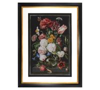 Thea Gouverneur - gezhlte Kreuzstich -Kit - Stillleben mit Blumen in einer Glasvase - Aida Black - 18 Count - Fr Erwachsene - DMC Stickfden un