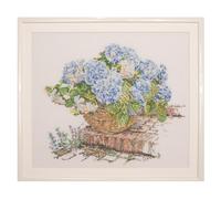 Thea Gouverneur - Kreuzstich-Set - Blaue Hortensie - Leinen - 32 Count - Für Erwachsene - 2046