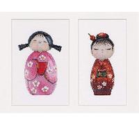 Thea Gouverneur - Kreuzstich-Set - Kokeshi-Pupen - Aida - 18 Count - Für Erwachsene - 547A