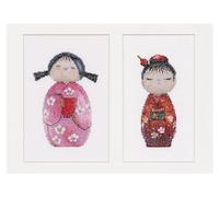 Thea Gouverneur - Kreuzstich-Set - Kokeshi-Pupen - Leinen - 36 Count - Für Erwachsene - 547