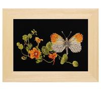 Thea Gouverneur - Kreuzstich-Set - Ostindischer Kirschschmetterling - Aida Schwarz - 18 Count - Für Erwachsene - 437.05