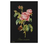 Thea Gouverneur - Kreuzstich-Set - Rosenroter Weg - Aida Schwarz - 18 Count - Für Erwachsene - 2030.05