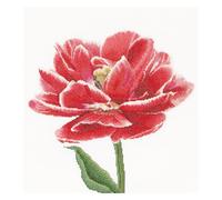 Thea Gouverneur - Kreuzstich-Set - Rot-weiße Dppeltulpe - Leinen - 32 Count - Für Erwachsene - 520