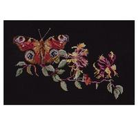 Thea Gouverneur - Kreuzstich-Set - Schmetterling Geißblatt - Aida Schwarz - 18 Count - Für Erwachsene - 439.05