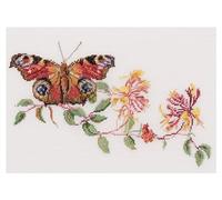 Thea Gouverneur - Kreuzstich-Set - Schmetterling Geißblatt - Leinen - 36 Count - Für Erwachsene - 439