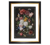 Thea Gouverneur - Kreuzstich-Set - Stillleben mit Blumen in einer Glasvase - Aida Schwarz - 18 Count - Für Erwachsene - 785.05