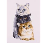 Thea Gouverneur Seit 1959 niederlndische Stitch -Brder - gezhltes Kreuzstich -Kit - DSB012A - Drei Katzen - weie Aida - 10,2 x 7,1 Zoll - Sti