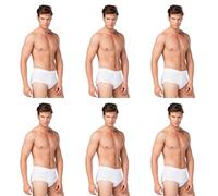 Thebakis 6er Pack 100% Bio-Baumwolle Feinripp, Premium Qualität Classic Brief - atmungsaktiver Weiß Herren Slip Unterhosen mit Eingriff
