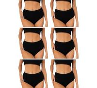Thebakis Taillenslip Damen Slips Formslip Hüftslip Unterhosen Große Größen Baumwolle Farben Schwarz 6er Pack 40/42
