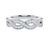 THELANDA 1 Karat echter Moissanit oder simulierter Diamant, verdreht, sich kreuzend, Verlobungsring, Ehering, Braut-Set für Frauen, Metall Sterling Silber Metall: Aus Sterlingsilber Moissanit