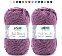 theofeel Set | 2x50g Merino Sockenwolle mit Kaschmir | Gründl Hot Socks Pearl 05 | Strumpfwolle mit Kaschmirwolle | Cashmere Sockengarn zum Stricken oder Häkeln