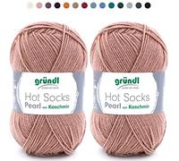 theofeel Set | 2x50g Merino Sockenwolle mit Kaschmir Gründl Hot Socks Pearl 06, Wolle mit Kaschmir zum Stricken oder Häkeln