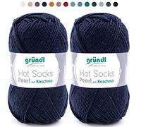 theofeel Set | 2x50g Merino Sockenwolle mit Kaschmir | Gründl Hot Socks Pearl 09 marine dunkelblau | Strumpfwolle mit Kaschmirwolle | Cashmere Sockengarn zum Stricken oder Häkeln