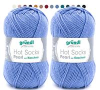 theofeel Set | 2x50g Merino Sockenwolle mit Kaschmir | Gründl Hot Socks Pearl 11 | Strumpfwolle mit Kaschmirwolle | Cashmere Sockengarn zum Stricken oder Häkeln