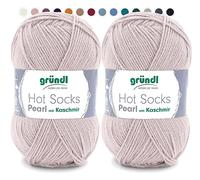 theofeel Set | 2x50g Merino Sockenwolle mit Kaschmir | Gründl Hot Socks Pearl 19 sand | Strumpfwolle mit Kaschmirwolle | Cashmere Sockengarn zum Stricken oder Häkeln