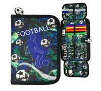 Theonoi Federmäppchen Federtasche Federmappe Mäppchen Etui 2 Fach Doppeldecker Schüleretui Stifteetui GEFÜLLT (Fußballl Fussball)