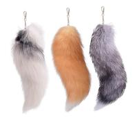 Therian-Fuchsschwanz, 3 Stück, Therian-Schwanz, 39, 9 cm langer Fuchs mit Verschluss, weicher, flauschiger Halloween-Schlüsselanhänger, hängende Schwänze für Frauen und Erwachsene, Schwänze