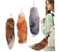 Therian Tail 3pcs Langer therianer Fuchsschwanz mit goldenem Verschluss Therian Getriebes Schwanz weiche flauschige Fuchs Schwanzschlüsselketten -Fuchsschwänze für Handtaschen -Rucksacktasche Auto I