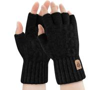 Thermische Fingerlose Strickhandschuhe für Damen und Herren Schwarz