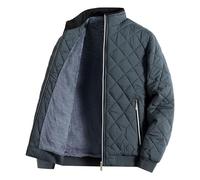 Thermo-Diamant-Bomberjacken für Herren Fleece-gefütterte isolierte Steppjacke mit durchgehendem Reißverschluss Warm gefütterter Wintermantel aus Baumwolle (Grau,L)