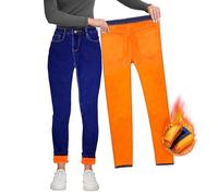 Thermo Jeans Damen Winter Gefüttert High Waist Gefütterte Stretch Thermojeans Warme Winter Thermohose Fleece Jeggings Skinny Denim Leggings Hosen Mit Innenfleece Gefütterte Jeans Damen - Größe 28