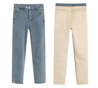 Thermo Jeans Damen Winter Gefüttert Thermojeans High Waist Jeanshose Weit Lang Push Up Jeans Schwarz Stretch Thermojeans Fleece Jeggings Skinny Denim Leggings Hosen mit Innenfleece Größe 46 für Frauen