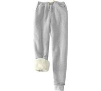 Thermo Jogginghose Damen Winter Warm Gefütterte Thermohose Fleece Hose High Waist Kordelzug Trainingshose Stretch Freizeithose mit Taschen Sweathose Plüsch Outdoor Leggings Activewear Hosen