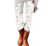 Thermo Leggings Damen Strumpfhosen Ohne Fuß Damen Leggings Weihnachten High Waist Shaping Warme Leggings Damen Mit Bunt Lustig Weihnachts Muster Große Größen Moderne Classic Weihnachtsoutfit Damen
