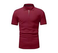 Thermo Shirt Herren Hemd Herren Langarm Schwarz Grüne Poloshirts Reverskragen Einfarbig Halbe Reißverschluss Golf Shirt Slim Fit Business Shirt Kurzarm Regular Fit Arbeitshemd Polo Shirt (Wein, Xl)