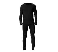 Thermo-Unterwäsche-Set für Herren, 2-teilig, einfarbig, Rundhalsausschnitt, langärmelig, T-Shirt und Lange Unterhose, warme Unterwäsche, Fleece-gefüttert, bequem, Winter, Thermo-Outfits L