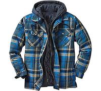 Thermohemd Herren Wattiert Flanellhemd Warm Winter Hemdjacke Hoodie Weich Kariert Holzfällerjacke Übergangsjacke (Color : A, Size : XL)