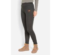 Thermoleggings BONPRIX, Damen, Gr. 44/46 (L), N-Gr, grau (anthrazit meliert), Web, Obermaterial: 85% Polyester, 15% Baumwolle, meliert, skinny fit lang, Hosen, mit Teddyfutter, aus Polyester und Baumw