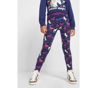 Thermoleggings BONPRIX, Mädchen, Gr. 104/110, N-Gr, blau (dunkelblau bedruckt), Jersey, Obermaterial: 95% Baumwolle, 5% Elasthan, bedruckt, Basic lang, Hosen, Baumwollmischung, bequeme Passform, bedru